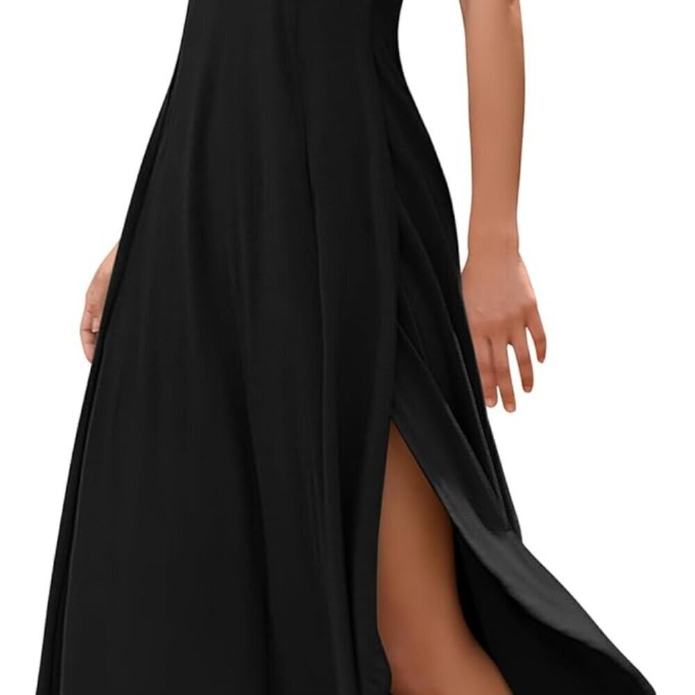 U Neck Backless Maxi Dress Women Flowy Casual Beach Vacation Wear